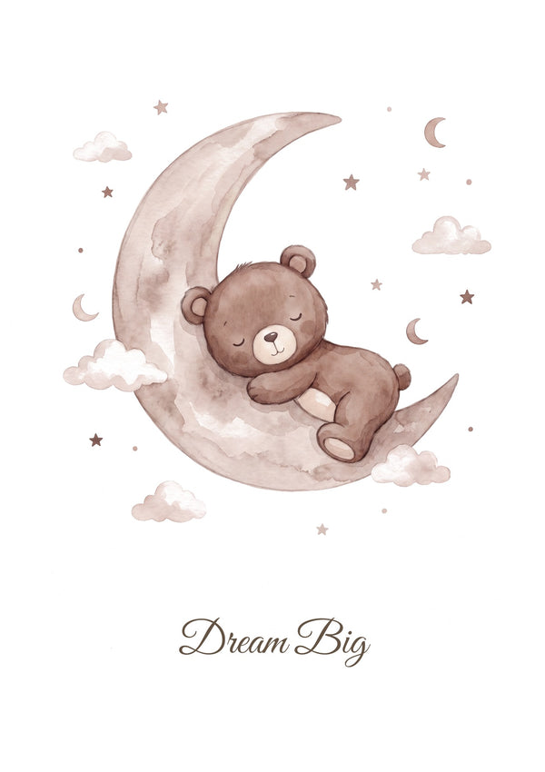 Sueña en grande — Lámina infantil de aventuras de Teddy Sky