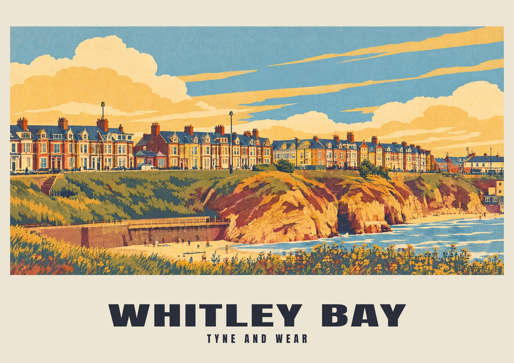 Whitley Bay — Kolejowy plakat w stylu retro
