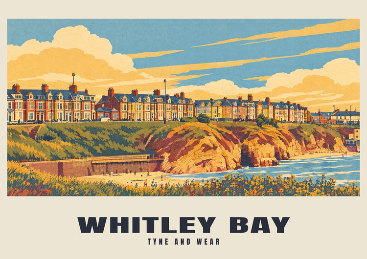 Whitley Bay — Kolejowy plakat w stylu retro