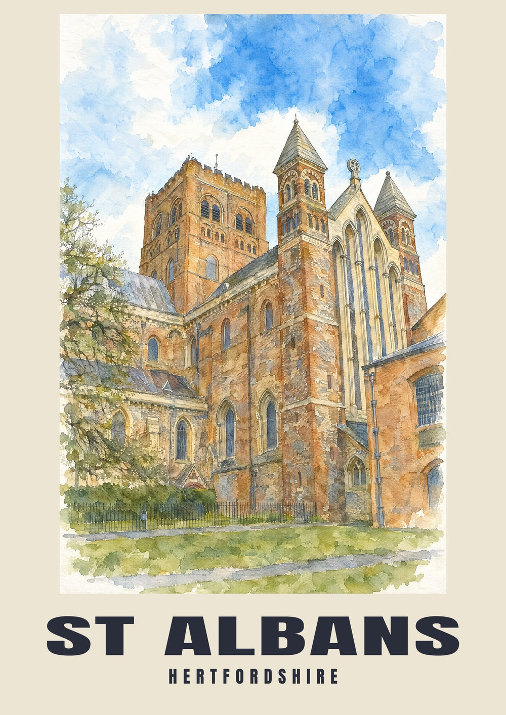 St Albans – Englisches Aquarell-Kunstdruck
