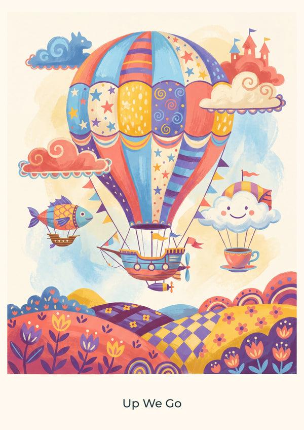 Up We Go — Sky Carnival Children’s Art Print