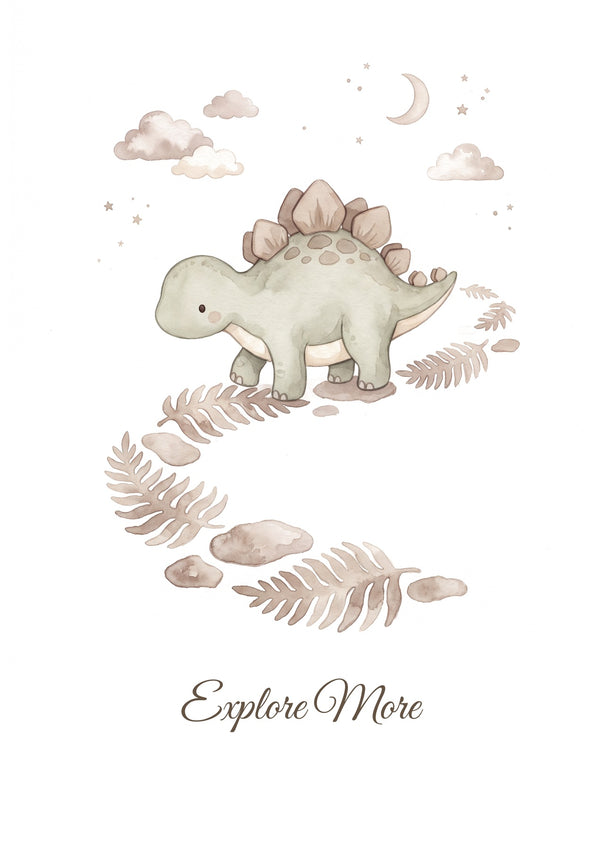 Explore More — Gentle Dinosaur Days Nursery Print