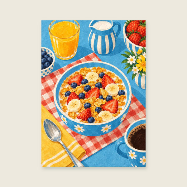 Breakfast at the Blue Table Art Print