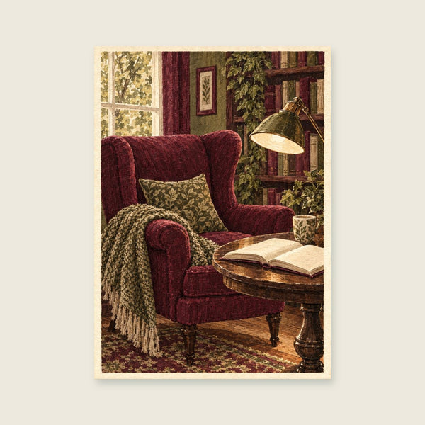 Chaise avec impression d'art de livre ouvert