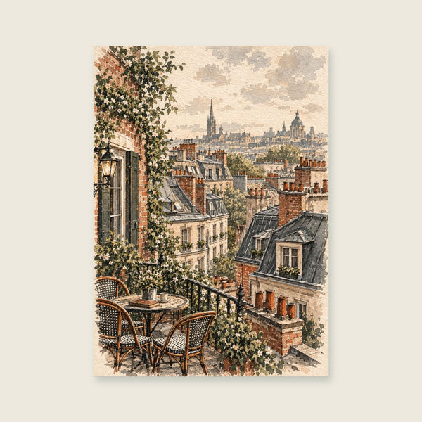 The Rooftop Sketch Art Print