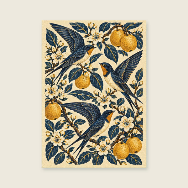 Swallows Across the Orchard Art Print