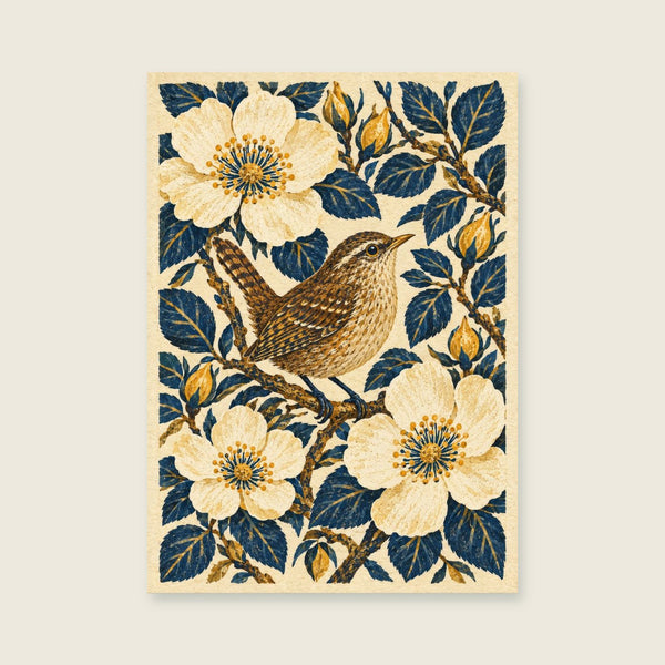 The Wren and the Wild Rose Art Print