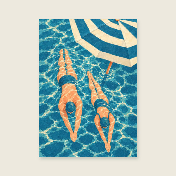 Two swimmers passing Art Print