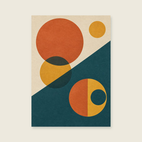 Offset circles and an oblique dark teal plane Art Print