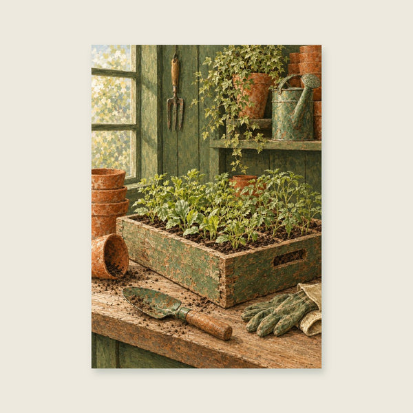 Wooden seed tray Art Print