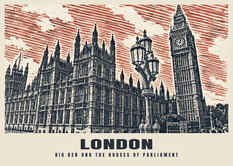 Plakat: Big Ben i budynki Parlamentu, Londyn
