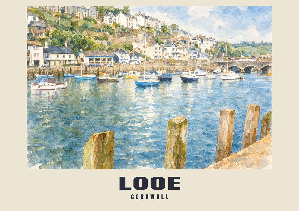 Looe — Engelse aquarel art print