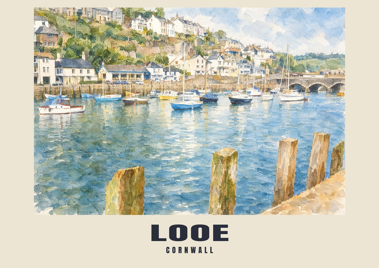 Looe — Engelse aquarel art print