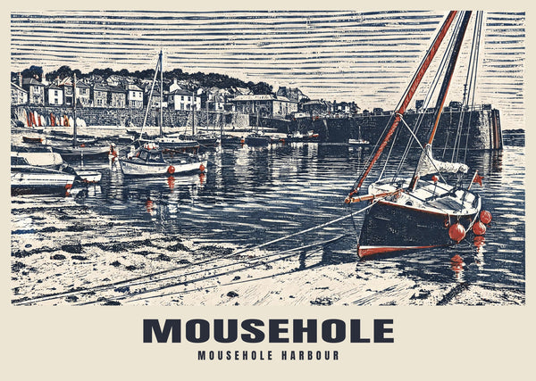 Plakat z portem w Mousehole