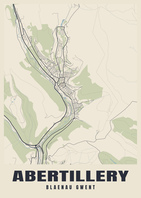 Abertillery Street Map Poster