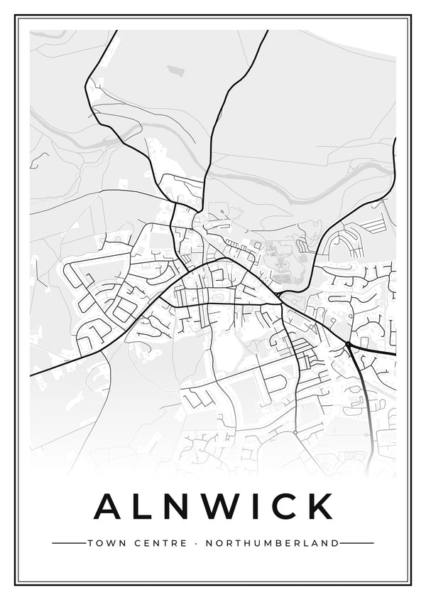 Alnwick Town Centre Street Map Poster