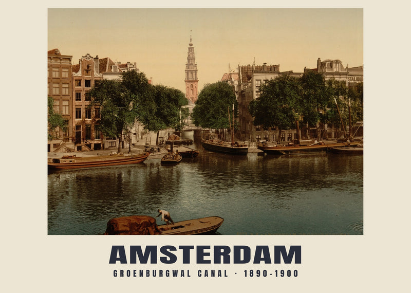 Groenburgwal, Amsterdam — 1890–1900 · Vintage photochrom print