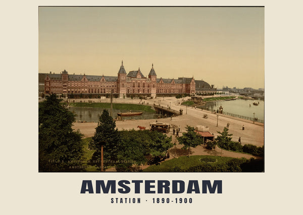 Stazione, Amsterdam — 1890–1900 · Stampa di fotocromo d’epoca