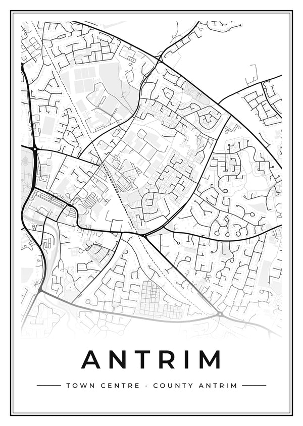 Antrim Town Centre Street Map Poster