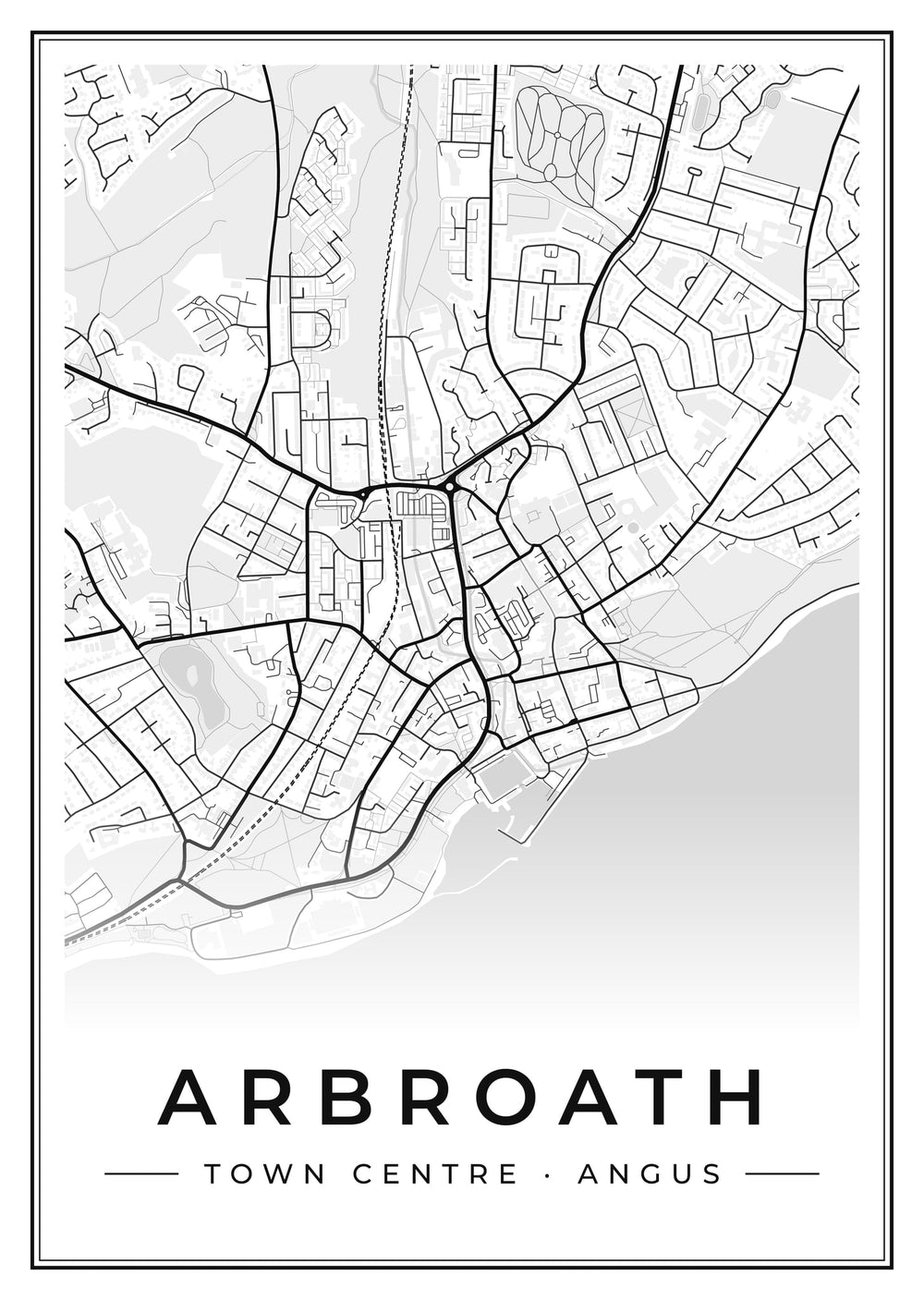 Arbroath Town Centre Street Map Poster