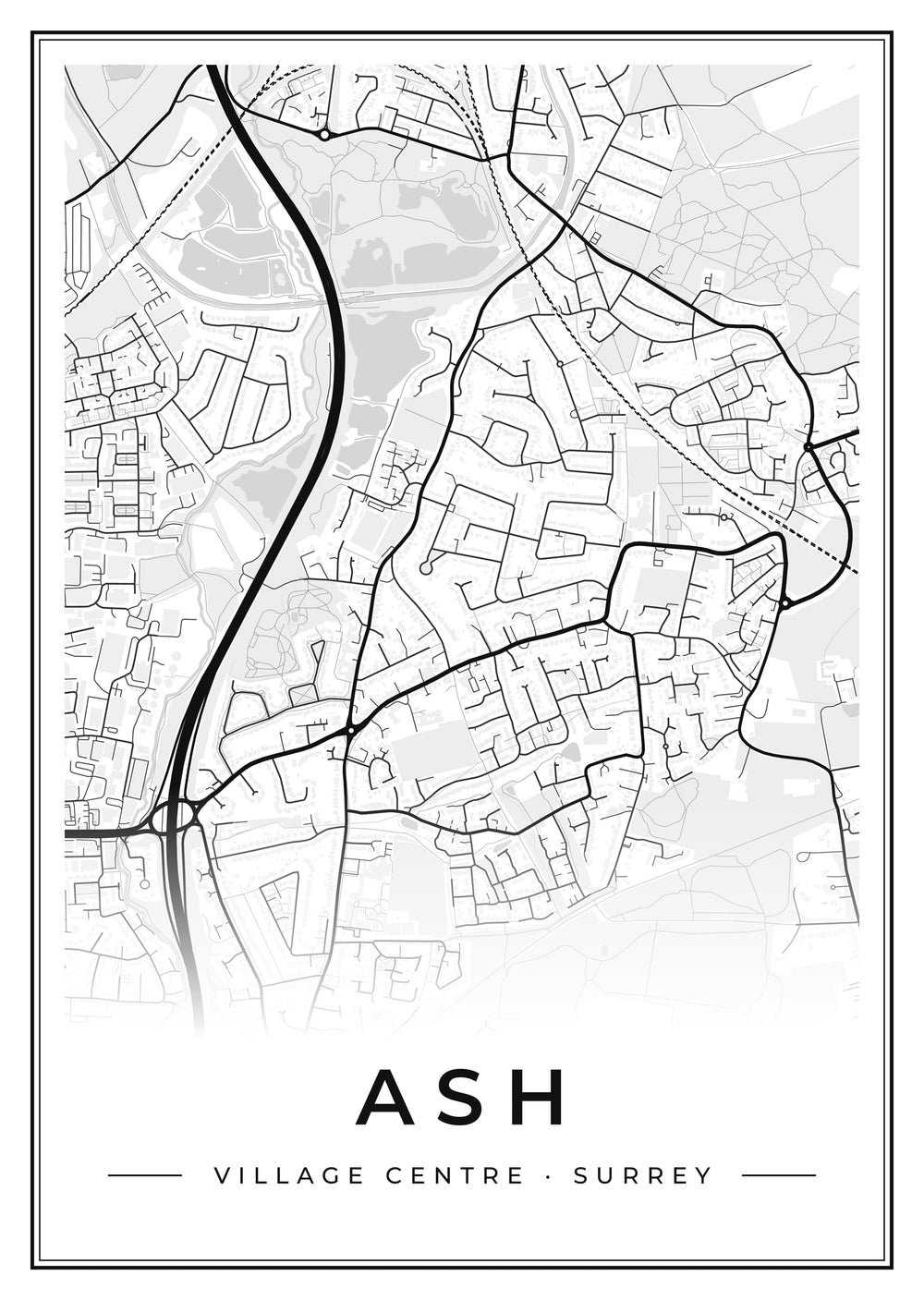 Ash Village Centre Street Map Poster