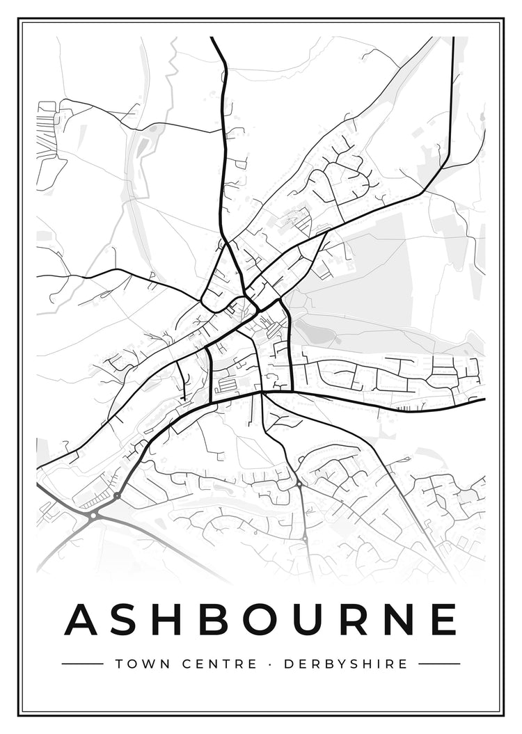 Ashbourne Town Centre Street Map Poster
