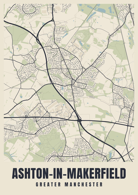 Ashton-in-Makerfield Street Map Poster