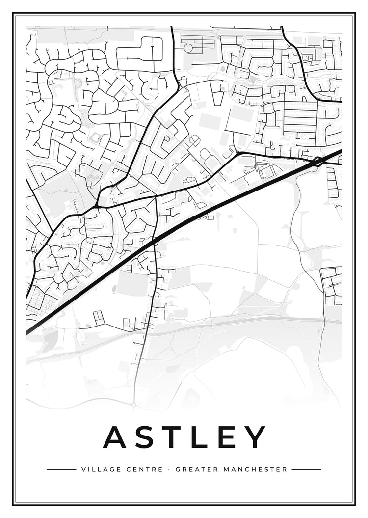 Astley Village Centre Street Map Poster