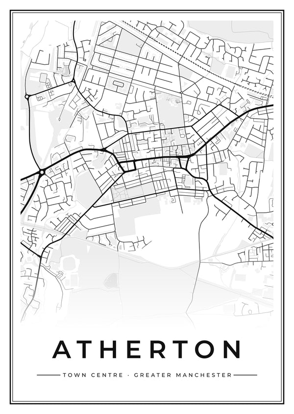Atherton Town Centre Street Map Poster