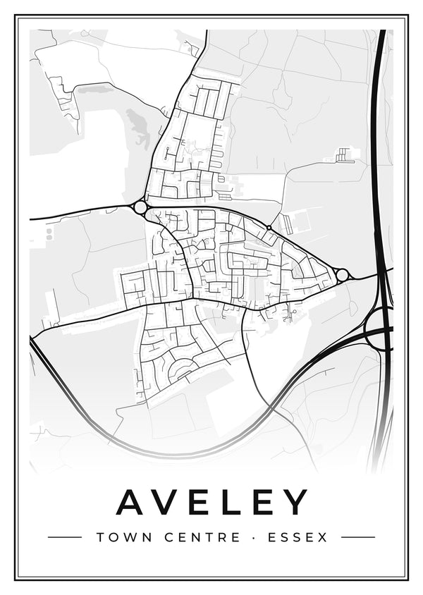Aveley Town Centre Street Map Poster