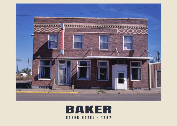 Baker Hotel, Baker, Montana — 1987 · Stampa fotografica storica