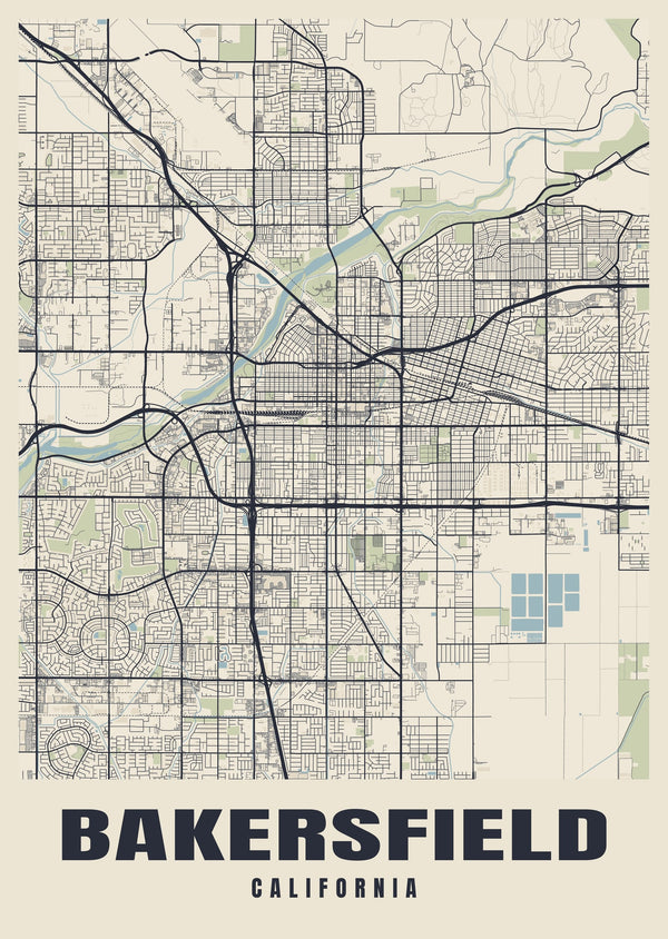 Bakersfield Street Map Poster