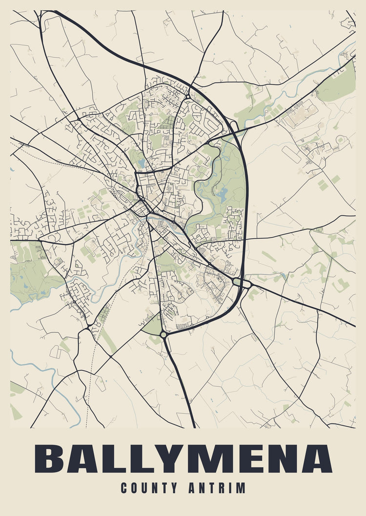 Ballymena Street Map Poster