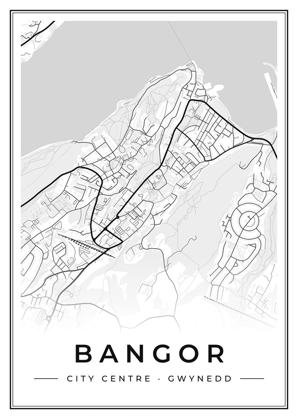 Bangor City Centre Street Map Poster