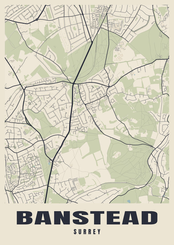 Banstead Street Map Poster