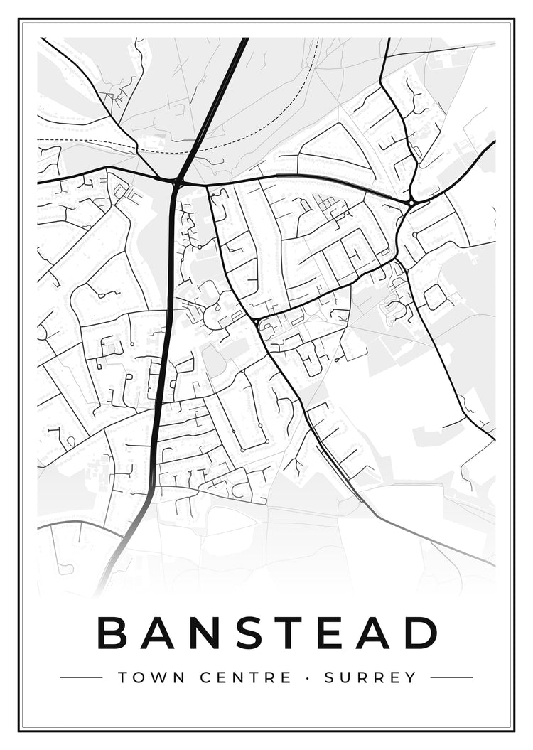 Banstead Town Centre Street Map Poster