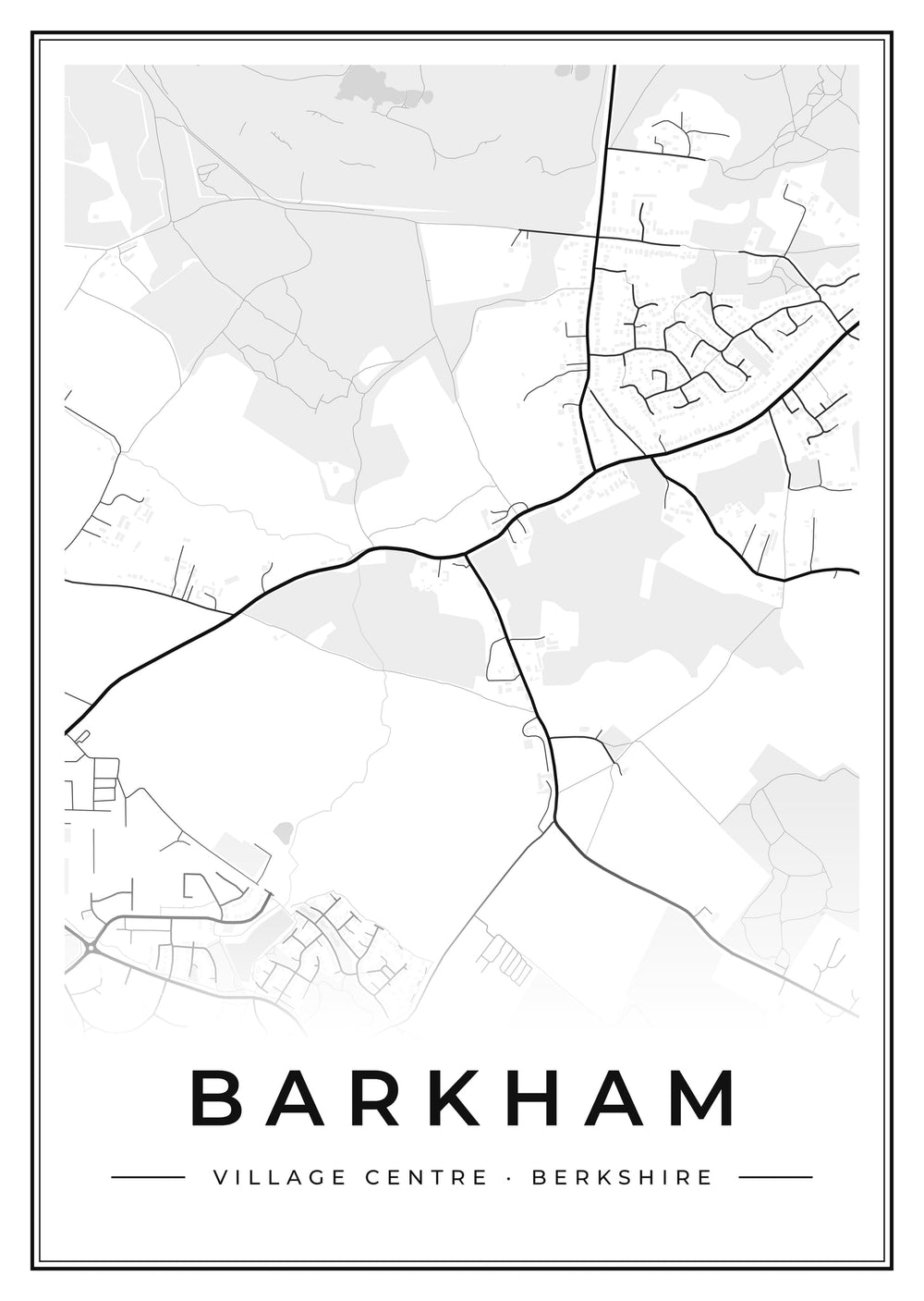 Barkham Village Centre Street Map Poster