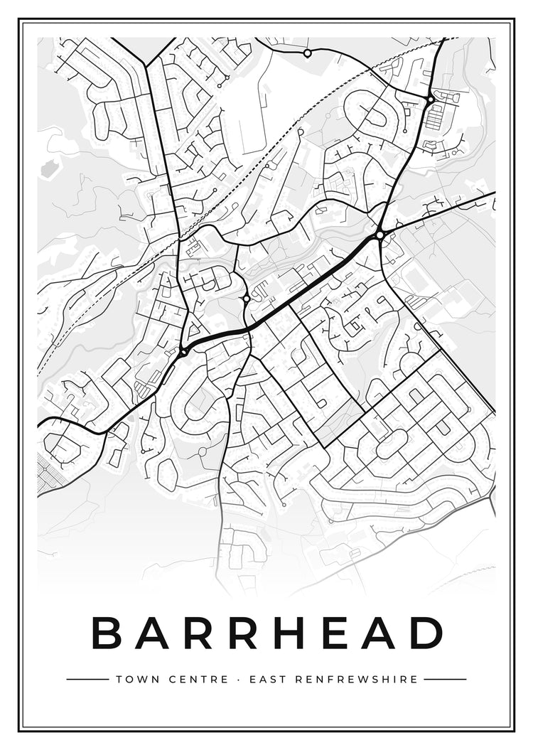 Barrhead Town Centre Street Map Poster