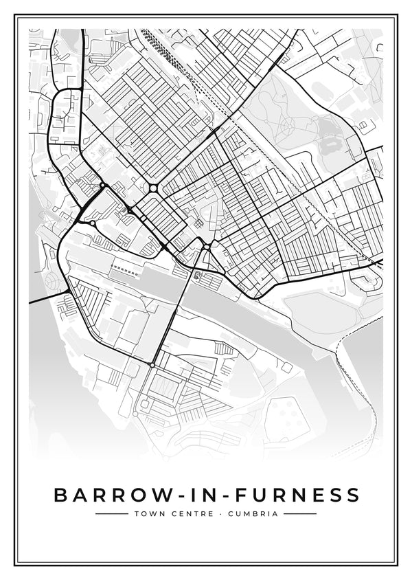 Barrow-in-Furness Town Centre Street Map Poster