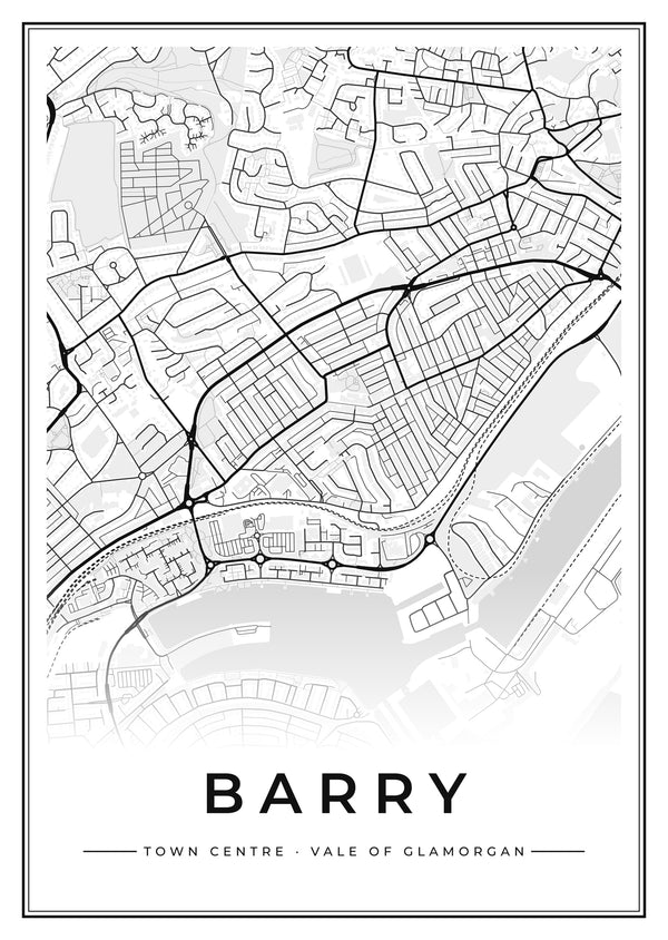 Barry Town Centre Street Map Poster