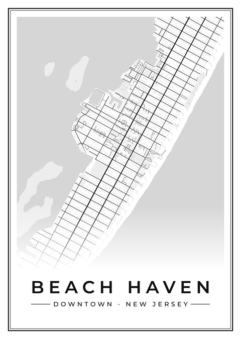 Beach Haven Downtown Street Map Poster