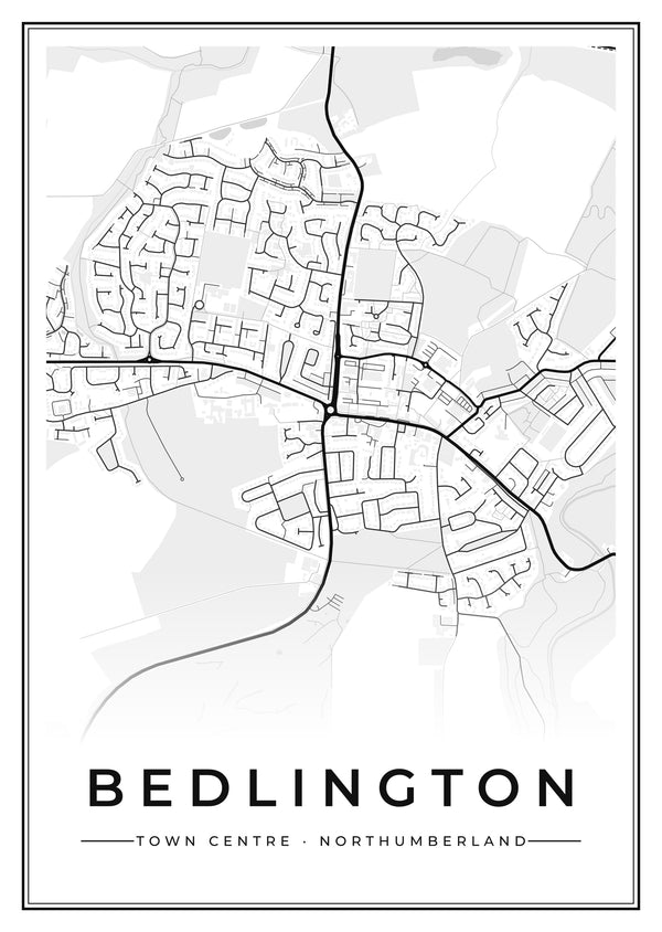 Bedlington Town Centre Street Map Poster