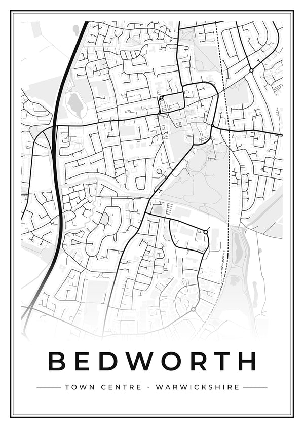 Bedworth Town Centre Street Map Poster