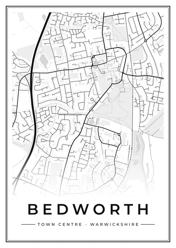Bedworth Town Centre Street Map Poster