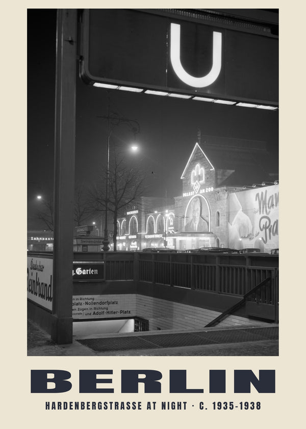 Hardenbergstraße at Night, Berlin — c. 1935–1938 · Historic photograph print