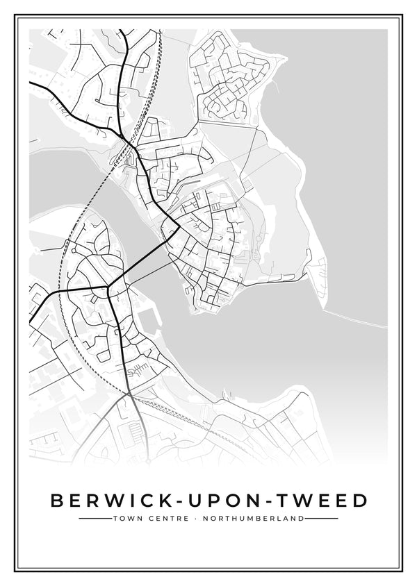 Berwick-upon-Tweed Town Centre Street Map Poster