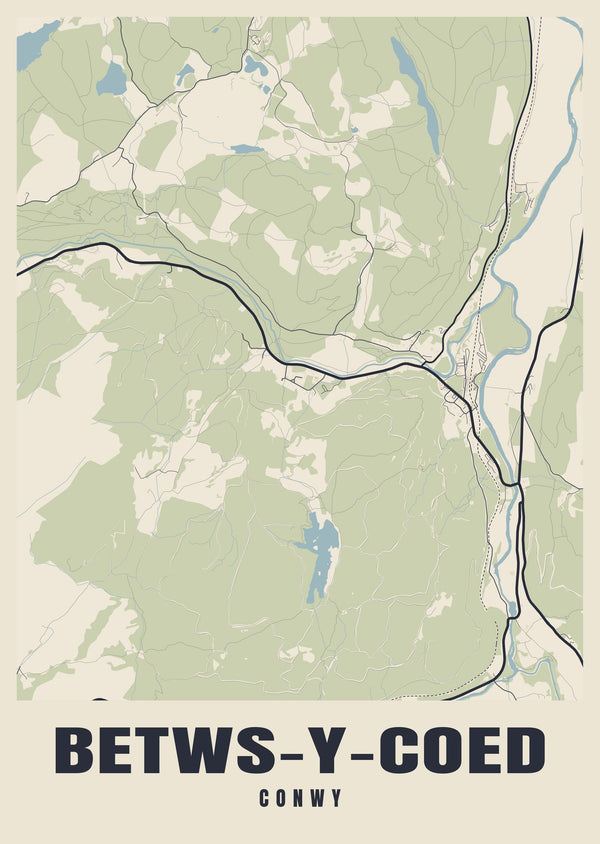 Betws-y-Coed Street Map Poster