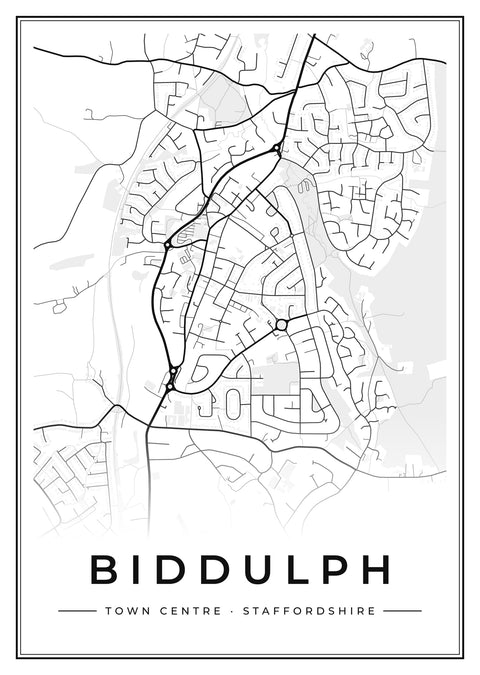 Biddulph Town Centre Street Map Poster
