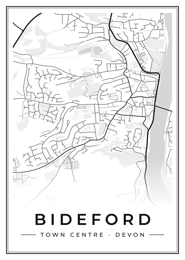Bideford Town Centre Street Map Poster