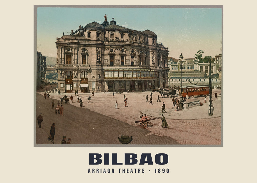 Teatro Arriaga, Bilbao — 1890 · Lámina de fotocromo antiguo